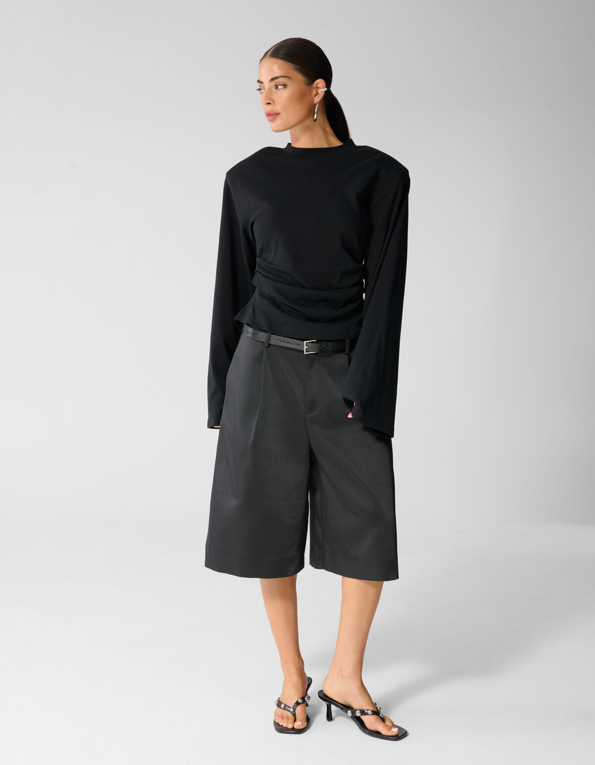 Waisted Longsleeve T-shirt Zwart SHOEBY WOMEN