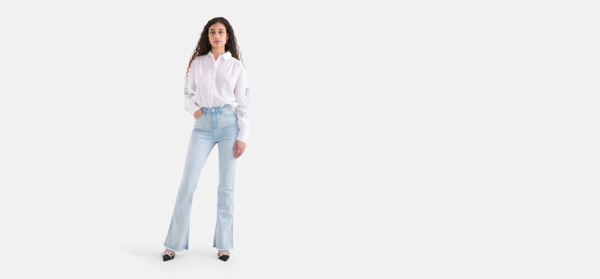 Flared Denim Jeans Bleached L34 SHOEBY WOMEN
