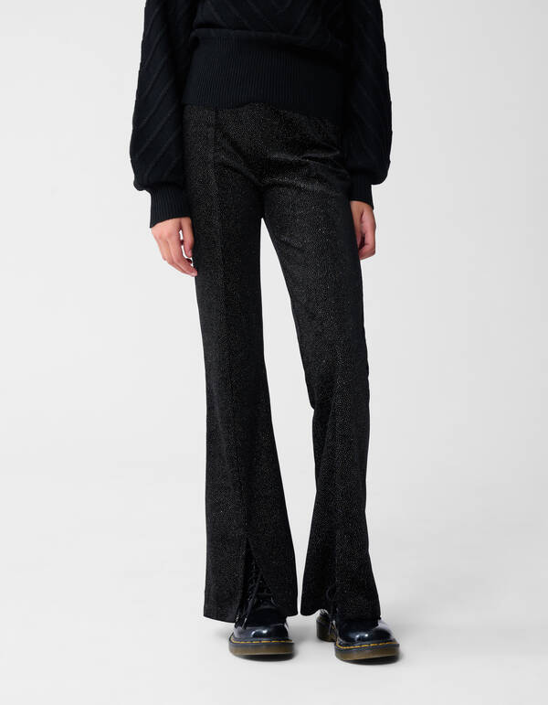 Glitter Split Flared Legging Zwart SHOEBY GIRLS