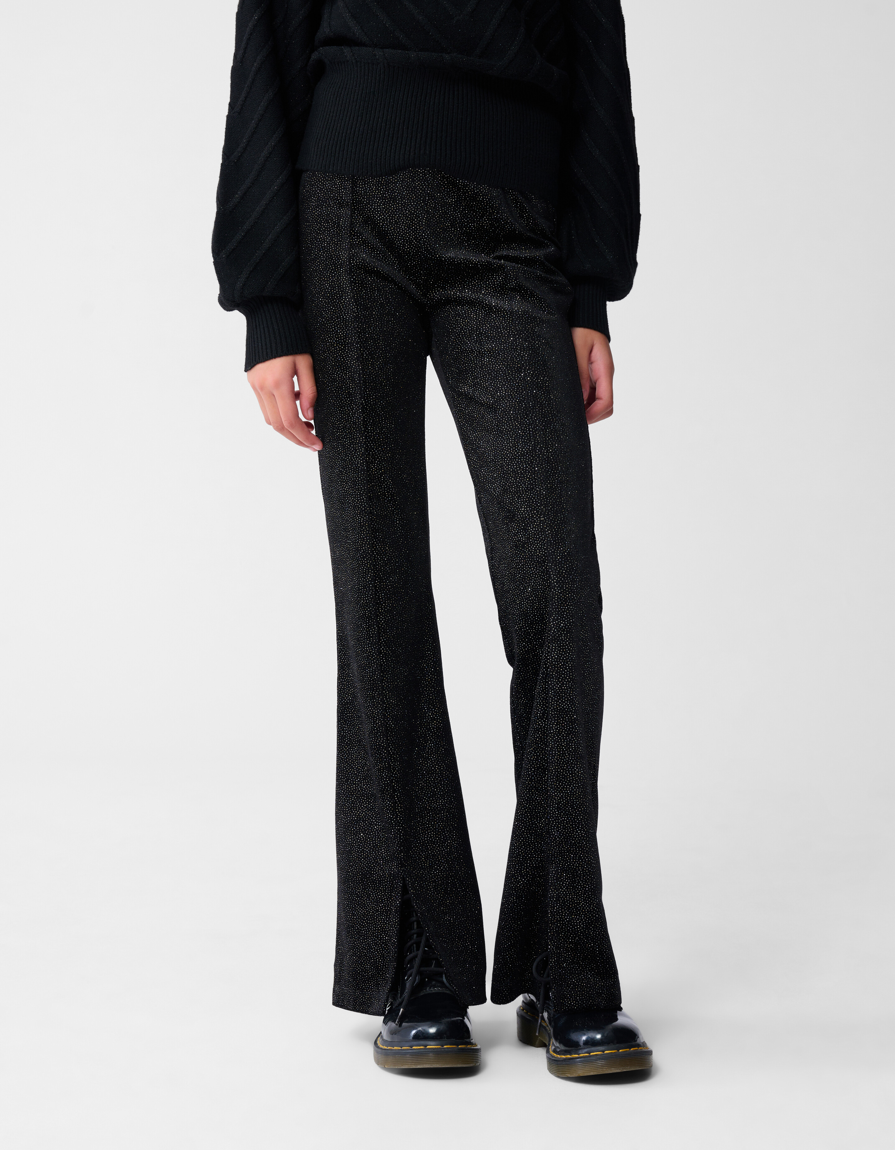 Glitter Split Flared Legging Zwart SHOEBY GIRLS