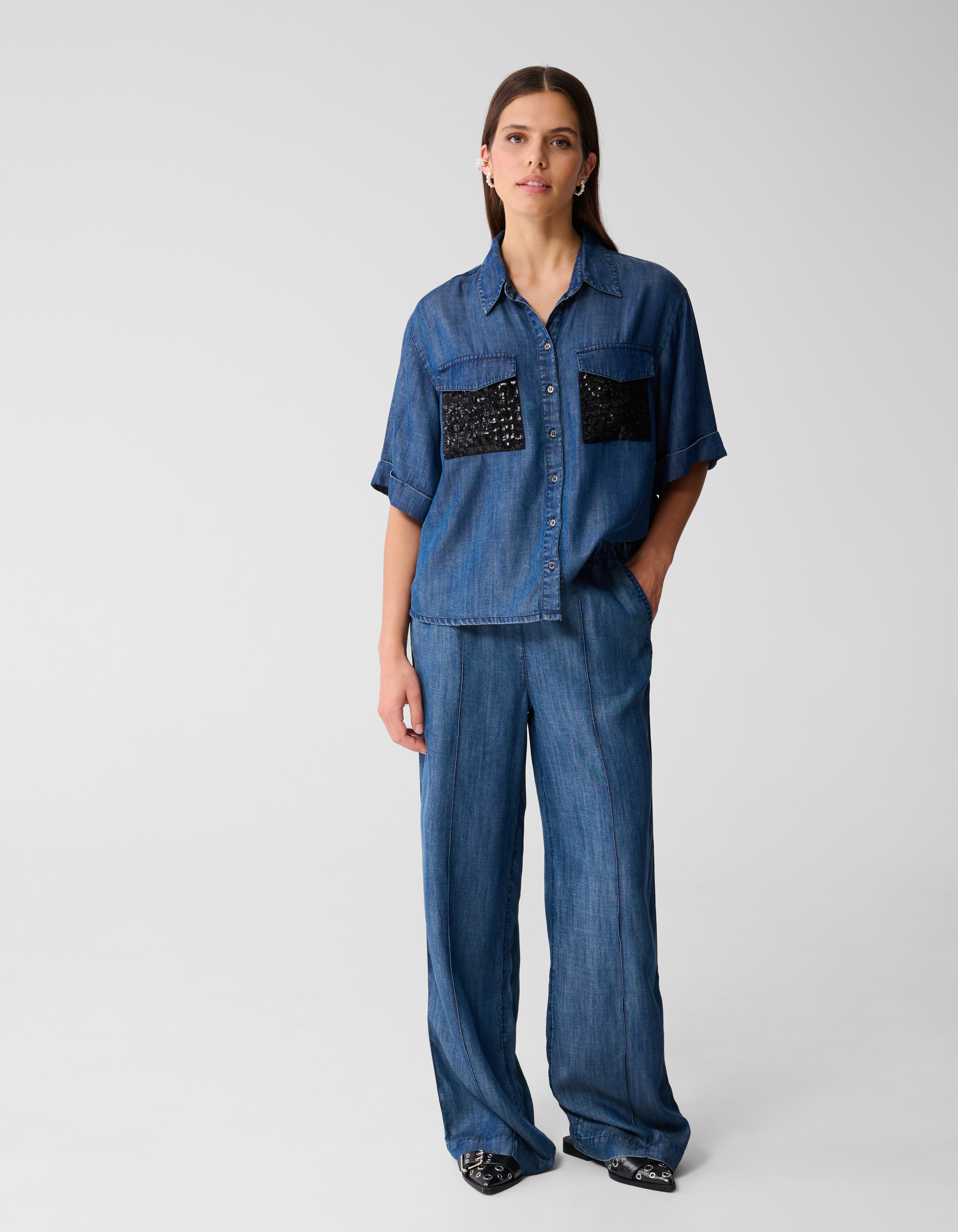 Wide Leg Pintuck Broek Blauw By Mieke SHOEBY WOMEN