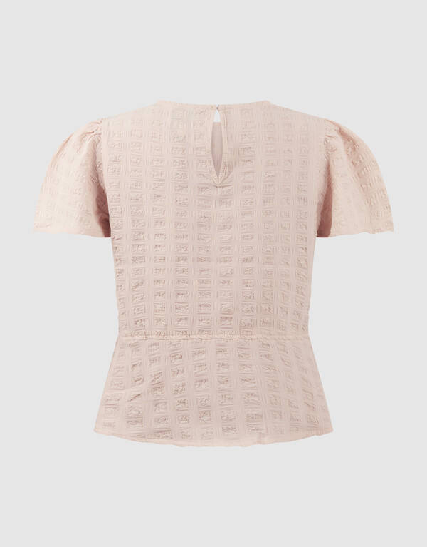 Crinkle Peplum Top Zand SHOEBY GIRLS