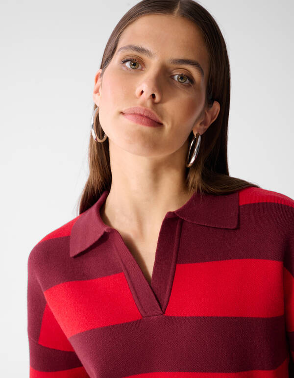 Gestreepte Gebreide Polo Rood SHOEBY WOMEN