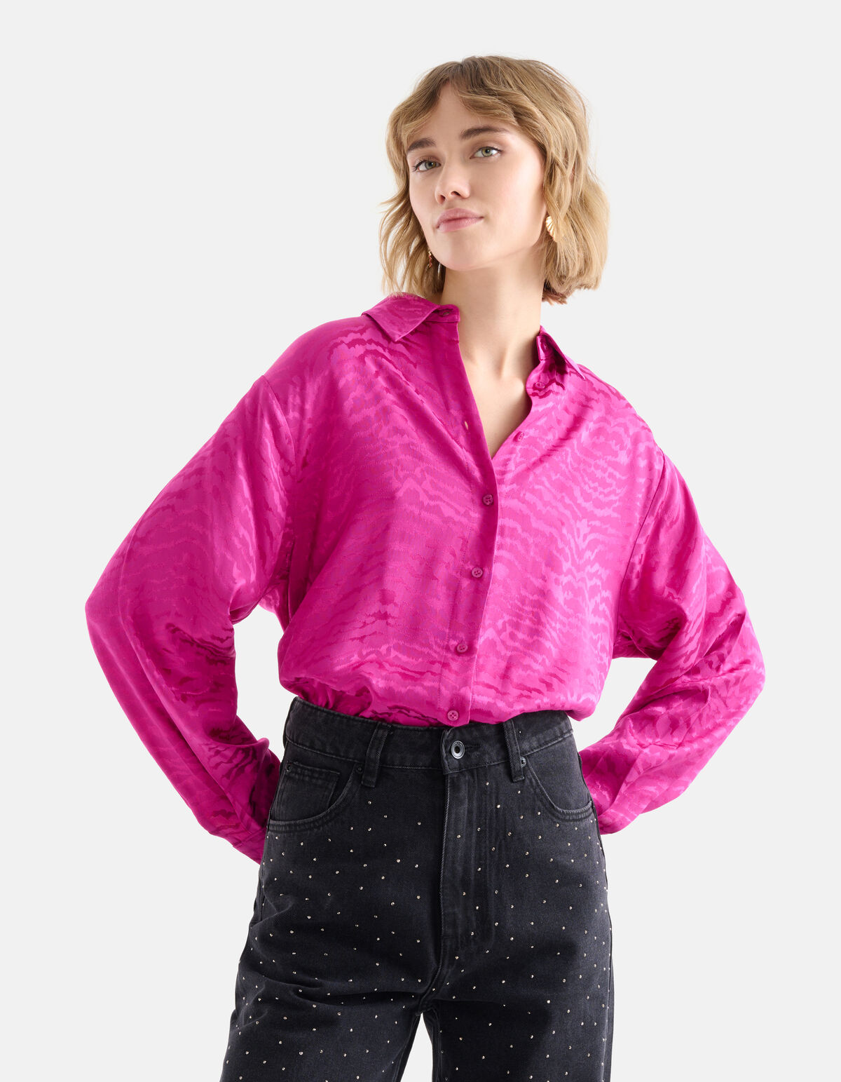 Jacquard Blouse Roze SHOEBY WOMEN