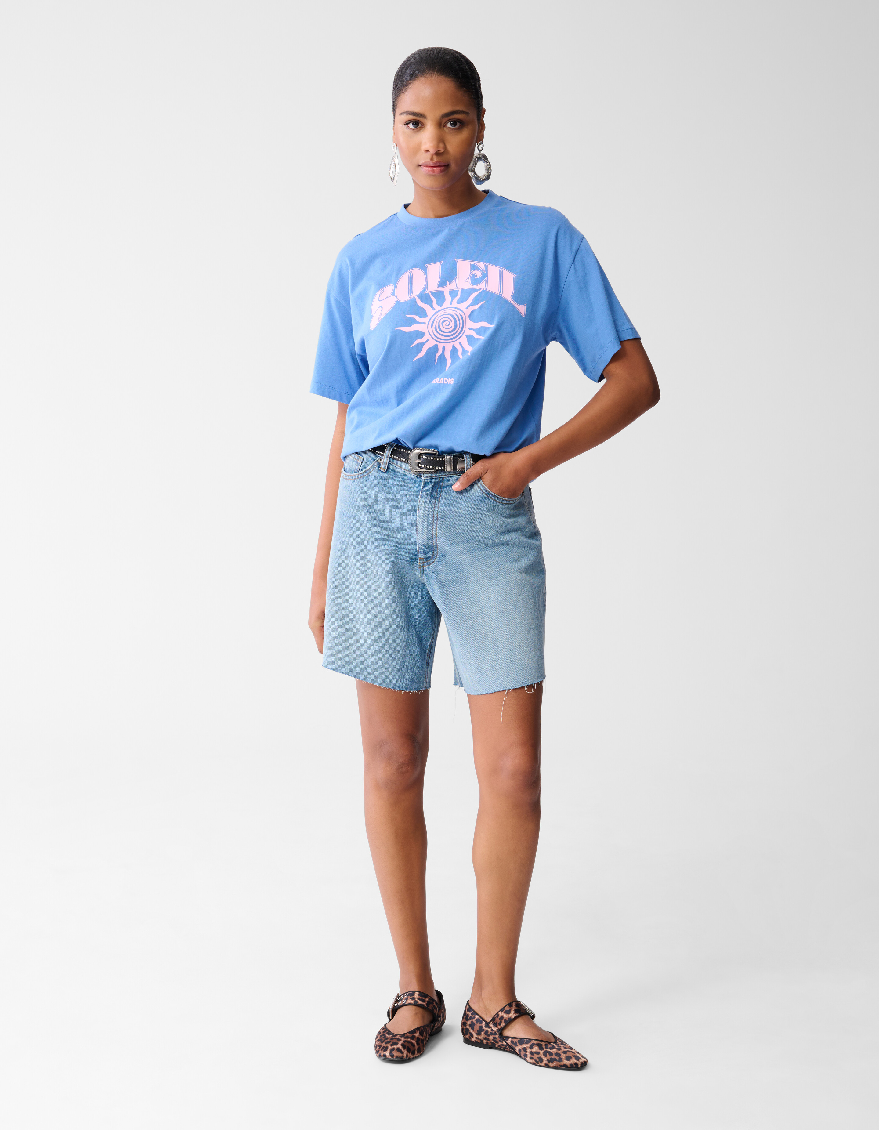 Soleil Artwork T-shirt Blauw SHOEBY WOMEN