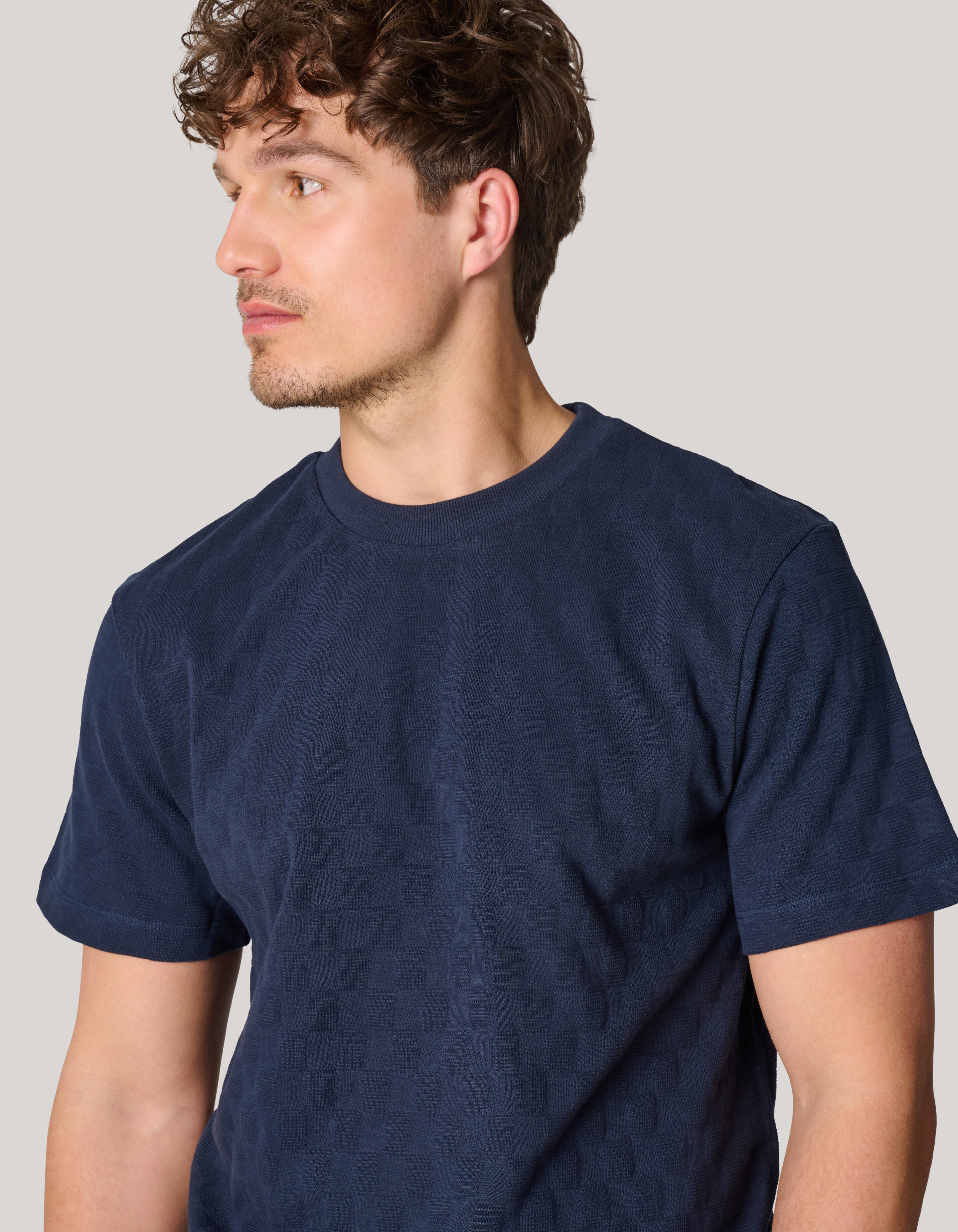 Block Structuur T-shirt Donkerblauw SHOEBY MEN