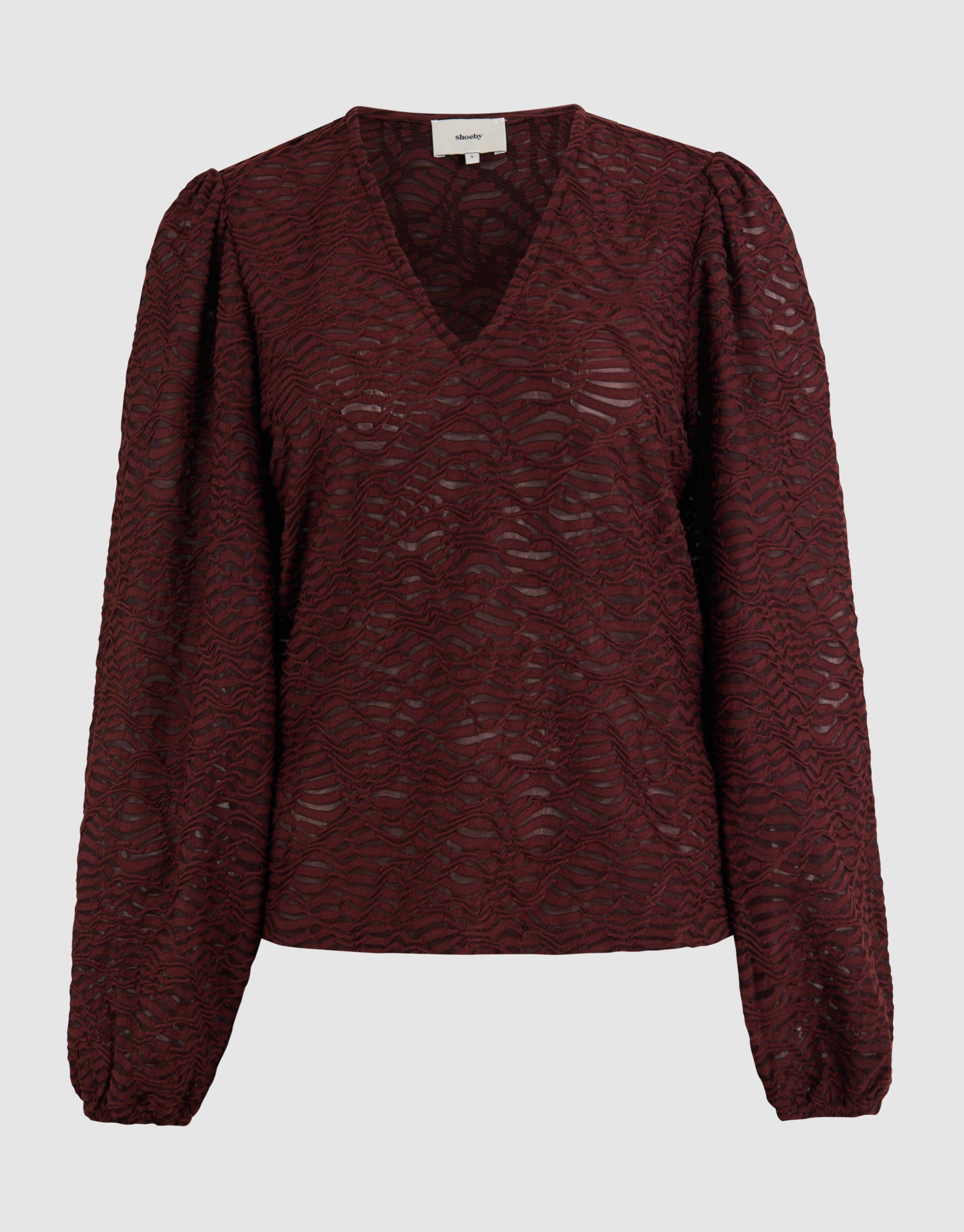 Crinkle V-hals Top Bruin SHOEBY WOMEN