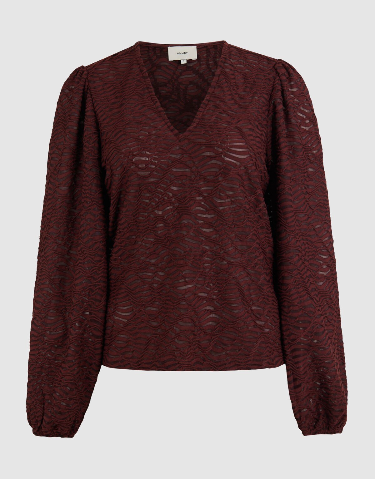 Crinkle V-hals Top Bruin SHOEBY WOMEN