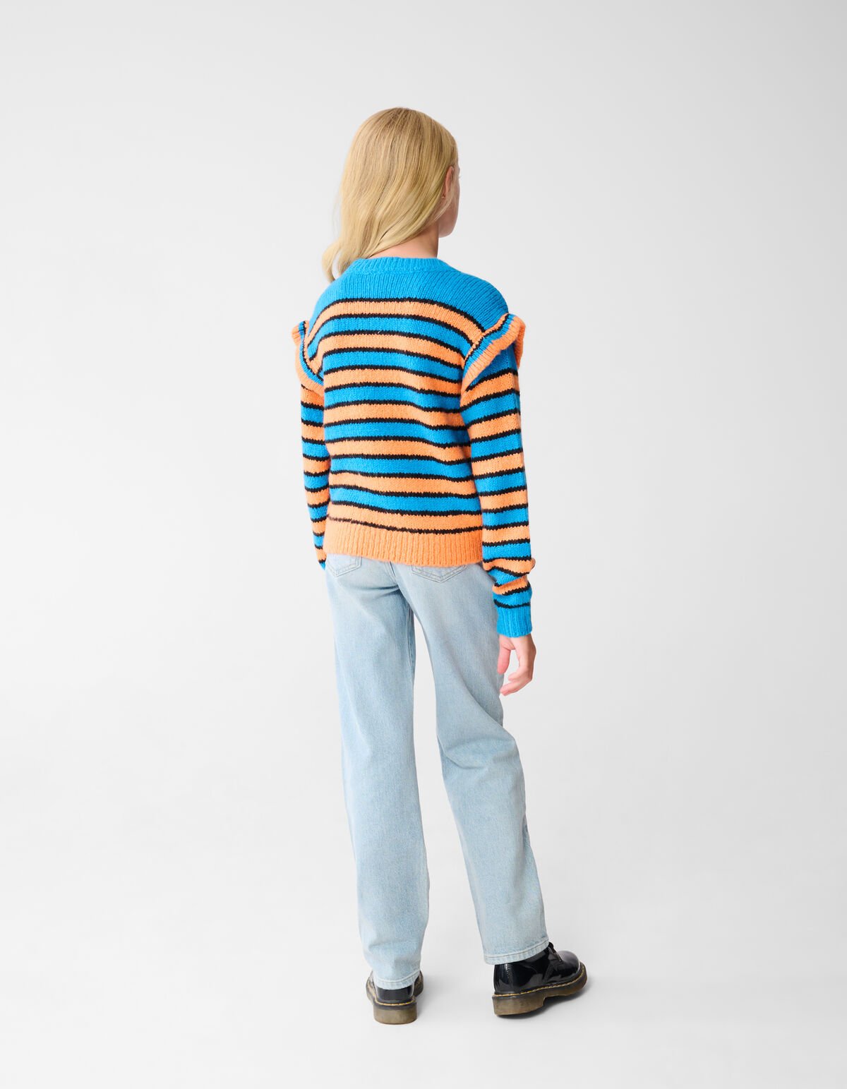 Ruffle Stripe Trui Blauw/Oranje SHOEBY GIRLS