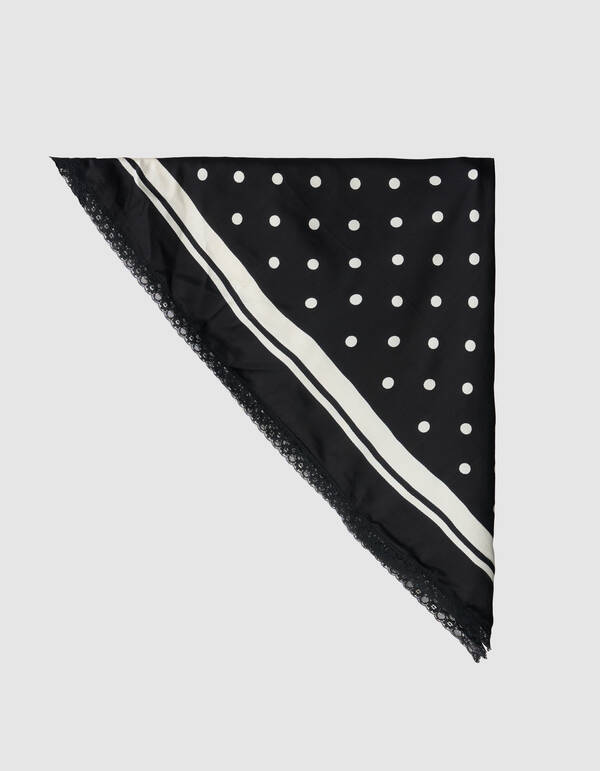 Kanten Polkadot Sjaal Zwart/Wit SHOEBY ACCESSOIRES