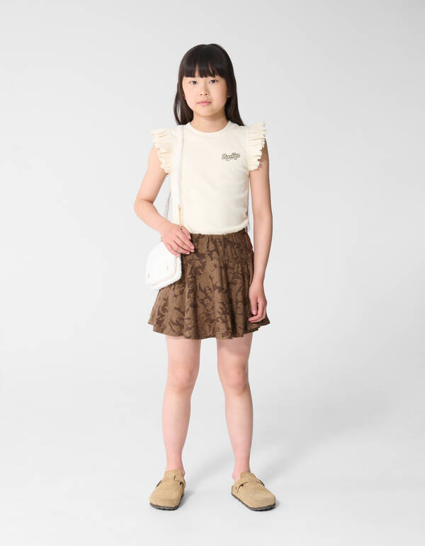 Brooklyn Ruffle Rib Top Gebroken Wit SHOEBY GIRLS