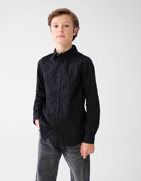 Flock Print Overhemd Zwart SHOEBY BOYS