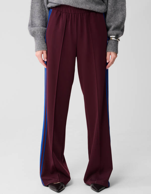 Sporty Wide Leg Broek Donkerrood SHOEBY WOMEN