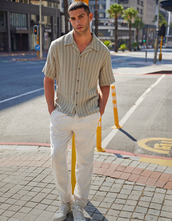 Geweven Stripe Overshirt Lichtgroen SHOEBY MEN