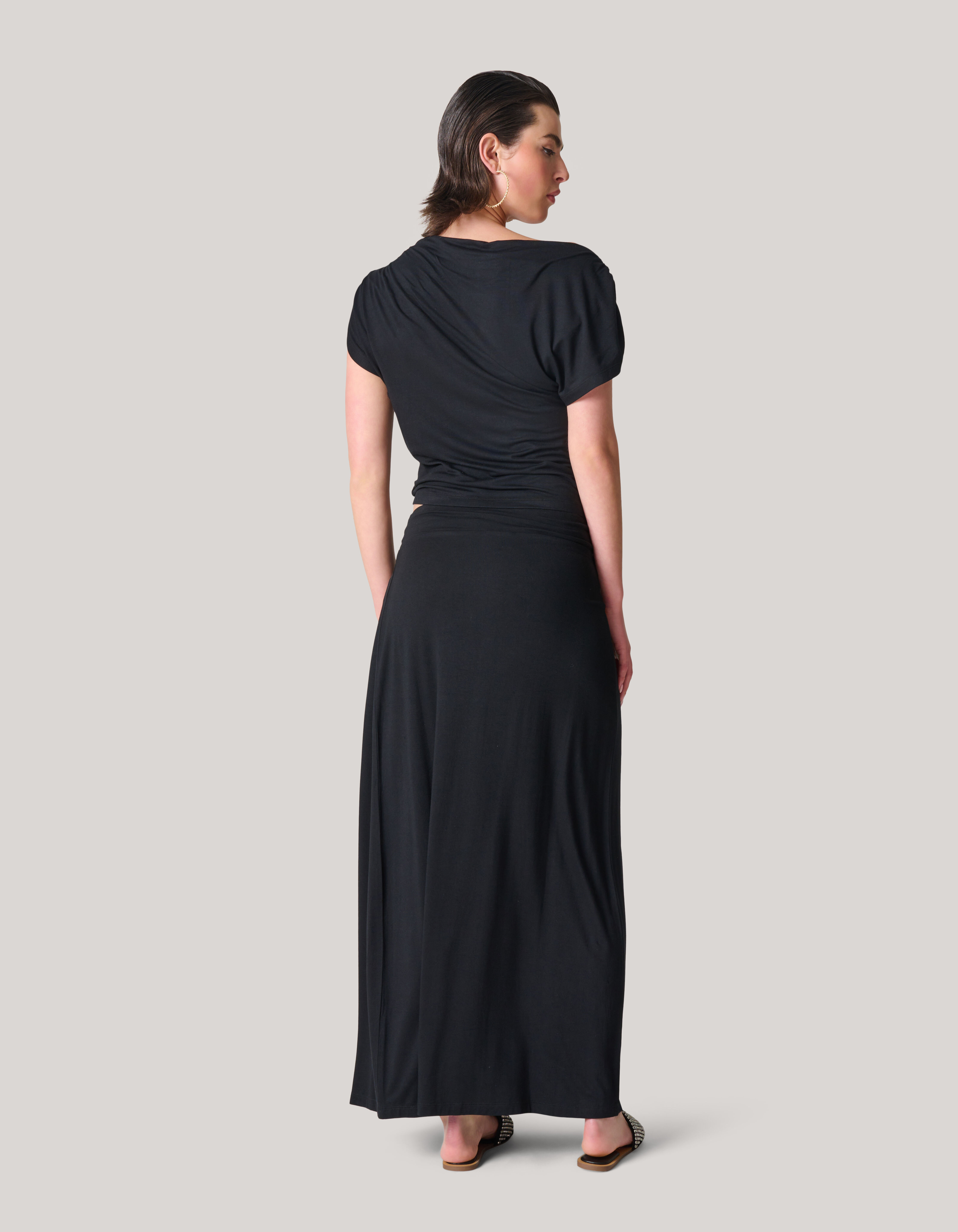 Jersey Maxi Rok Zwart Shoeby