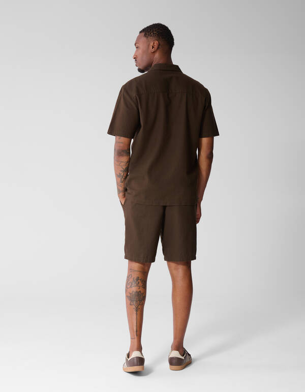 Structuur Spark Overhemd Donkerbruin SHOEBY MEN