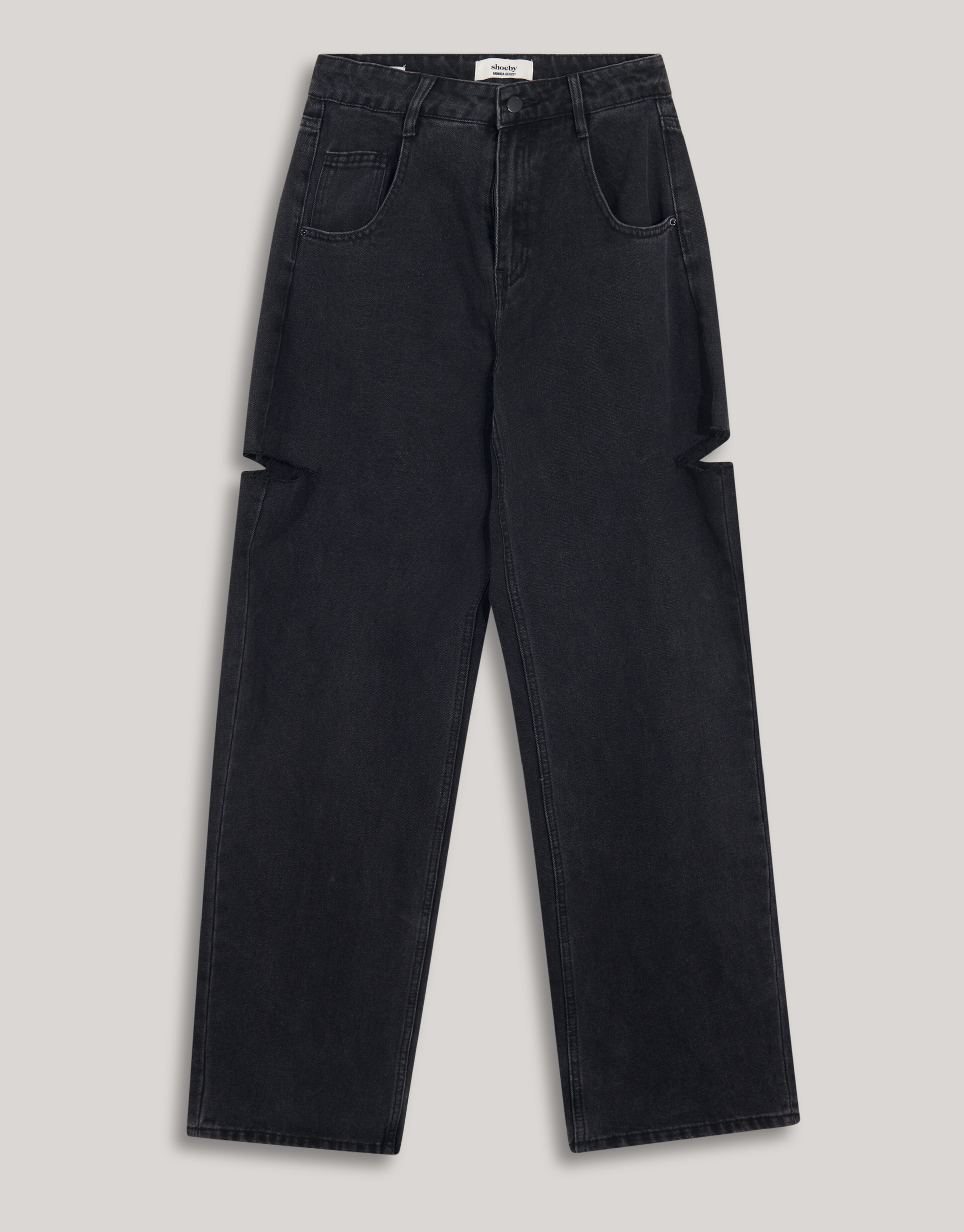 Side Cut Straight Fit Jeans Zwart SHOEBY WOMEN