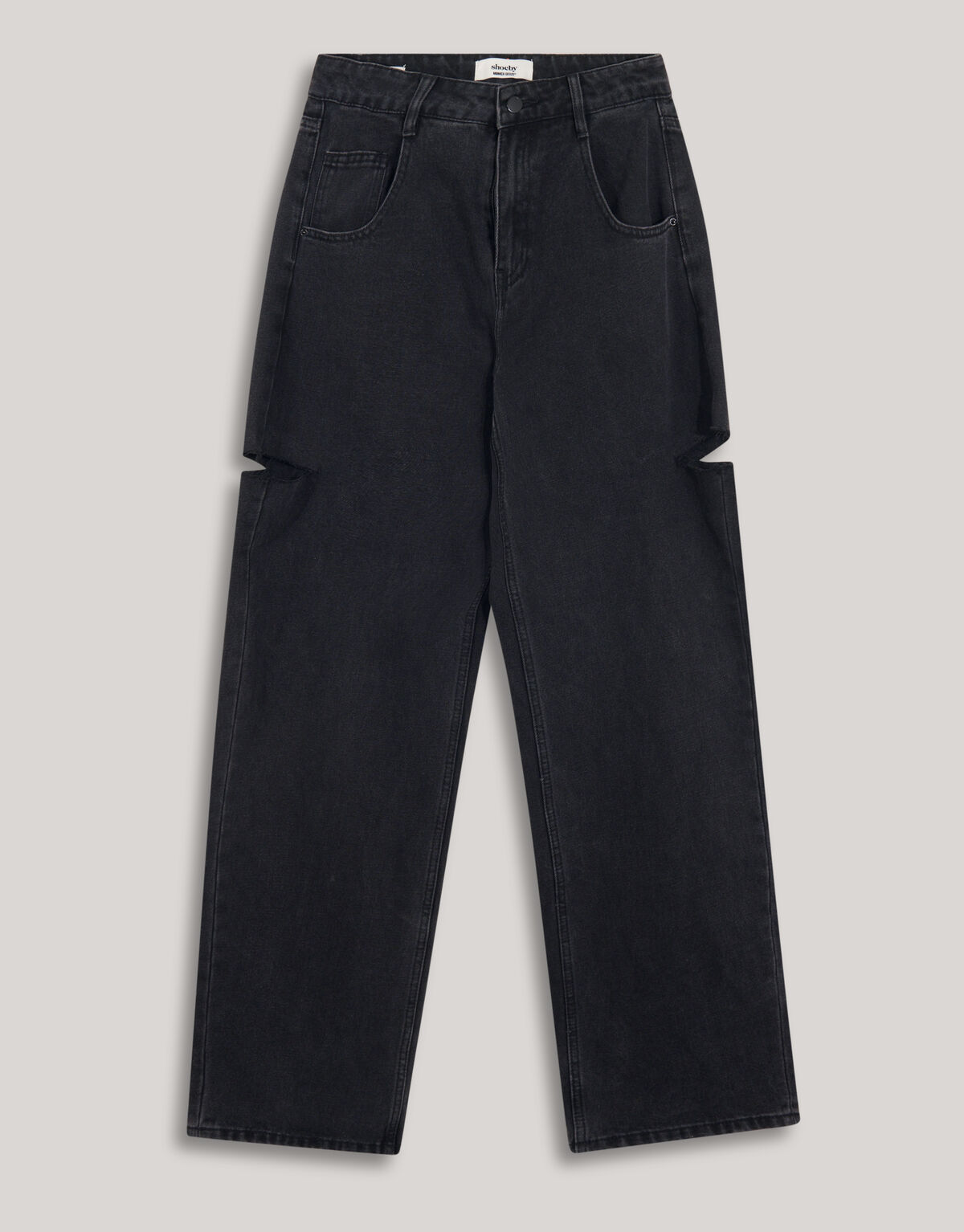 Side Cut Straight Fit Jeans Zwart SHOEBY WOMEN