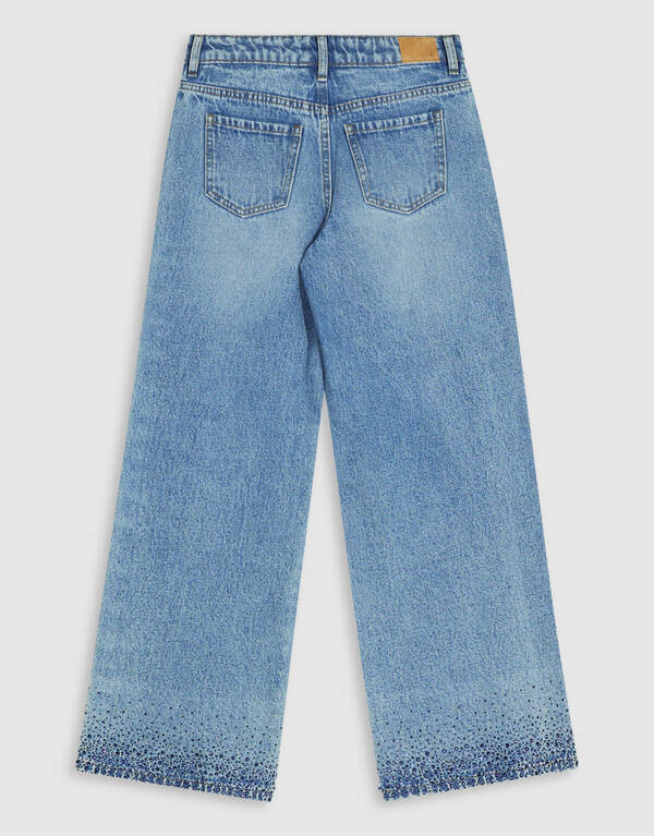 Strass Ultra Wide Leg Fit Jeans Blauw SHOEBY GIRLS