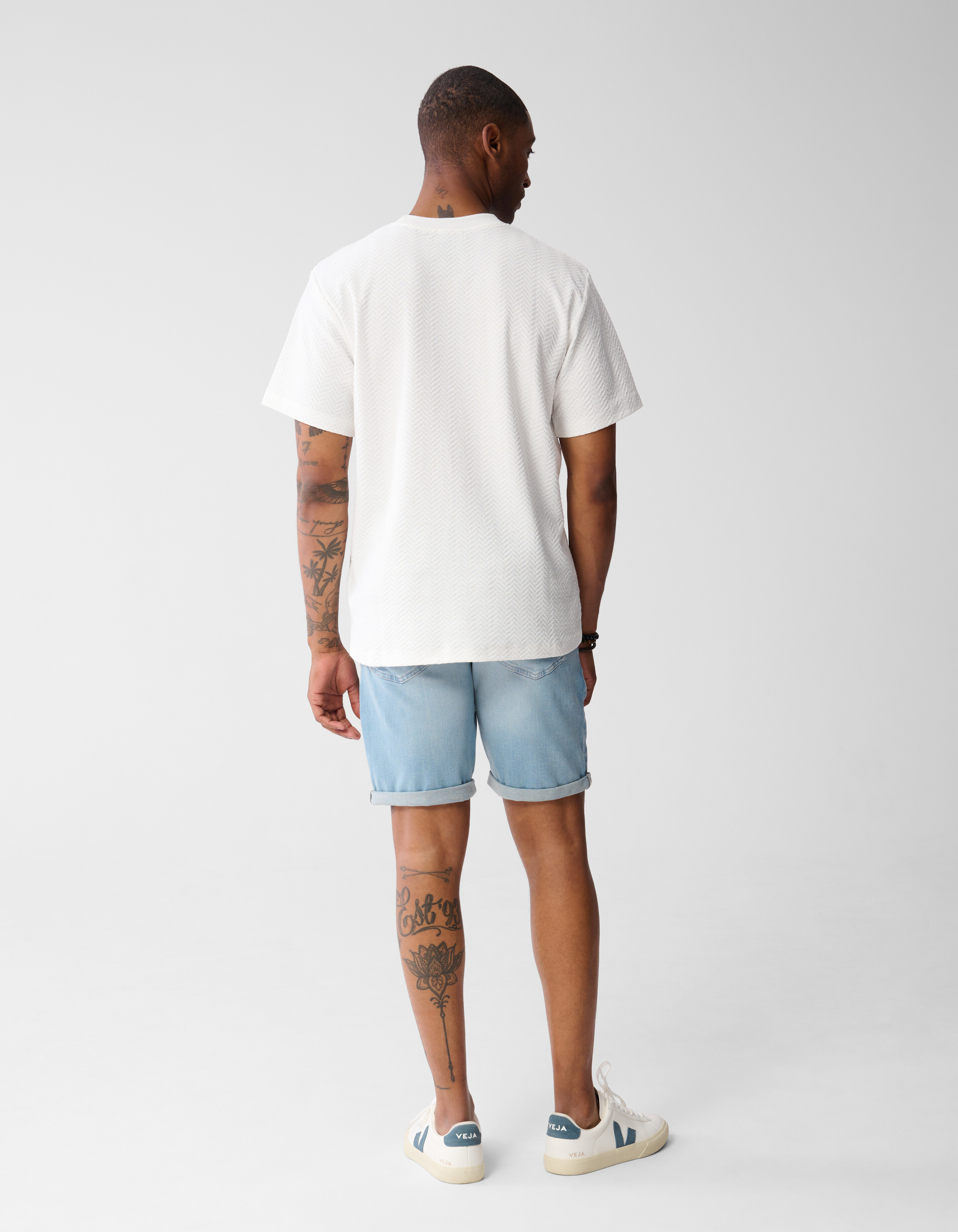 Structuur Jacquard T-shirt Gebroken Wit SHOEBY MEN