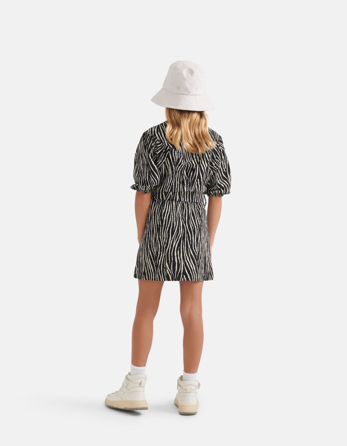 Zebra Crinkle Jurk Zwart/Wit SHOEBY GIRLS