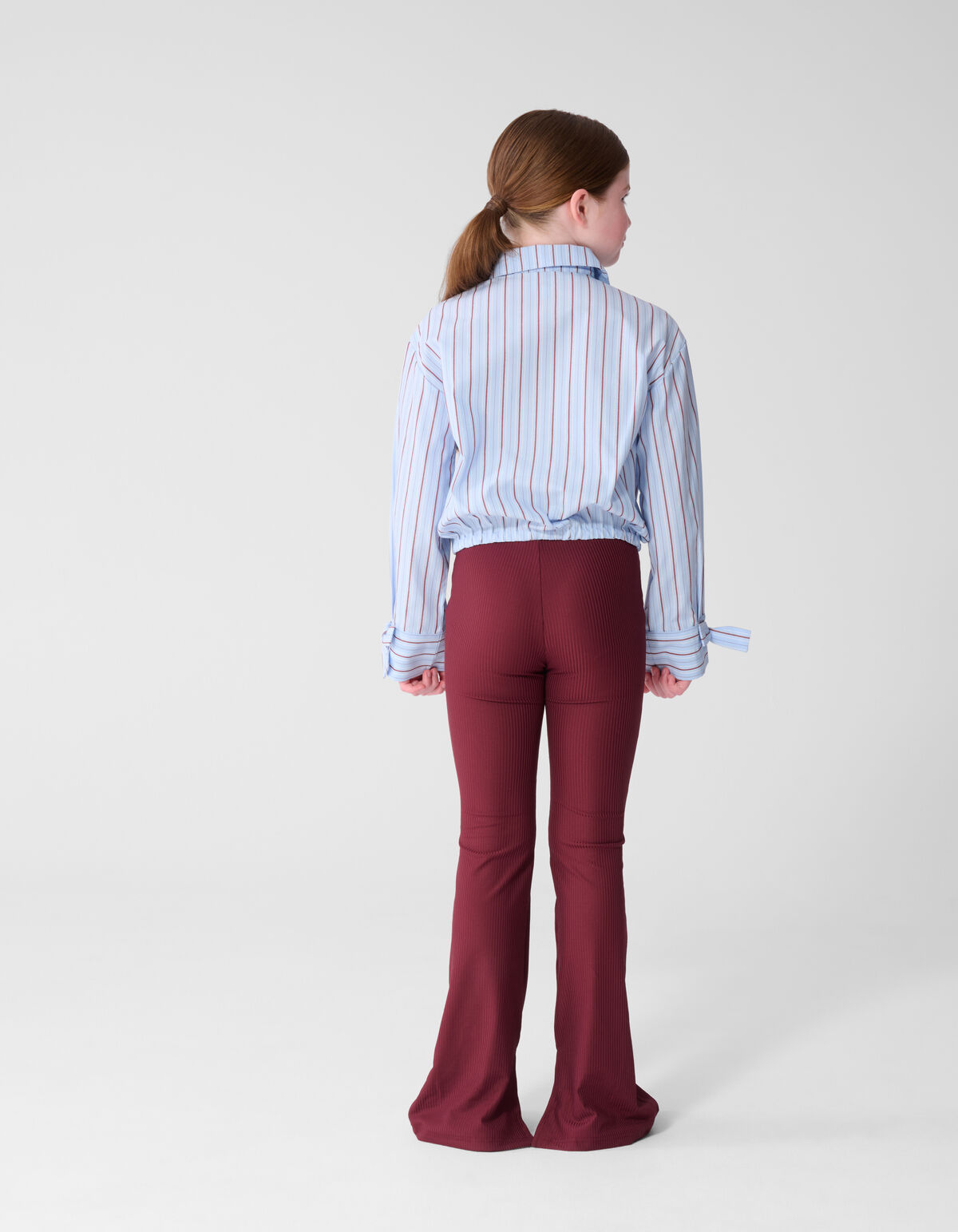 Burgundy Pinstripe Strass Blouse Lichtblauw SHOEBY GIRLS