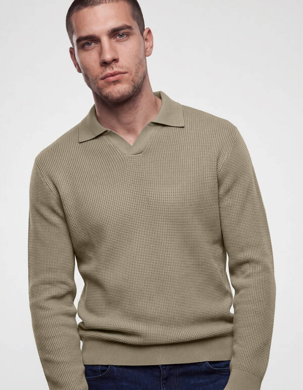 Gebreide Polo Trui Groen SHOEBY MEN