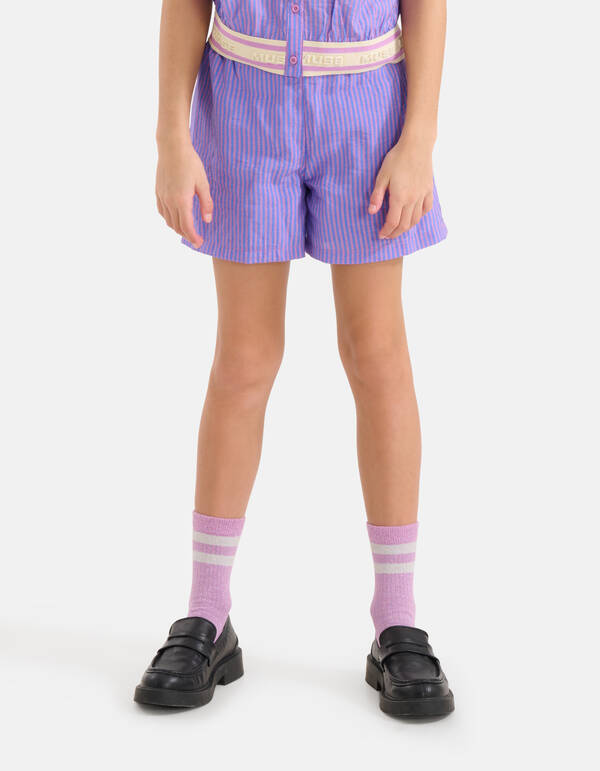 Poplin Pinstripe Short Paars SHOEBY GIRLS