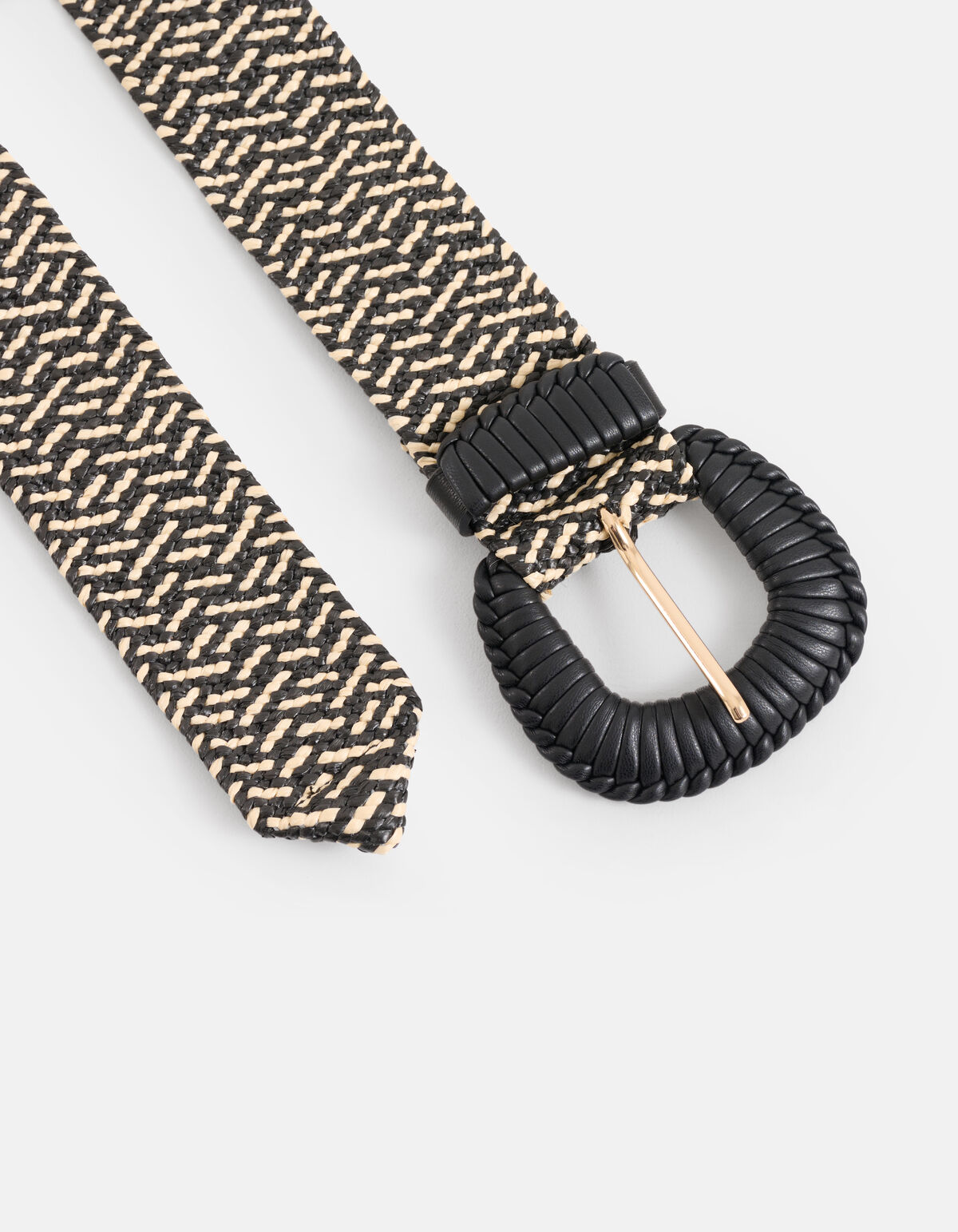 Brede Raffia Riem Zwart/Wit SHOEBY ACCESSOIRES