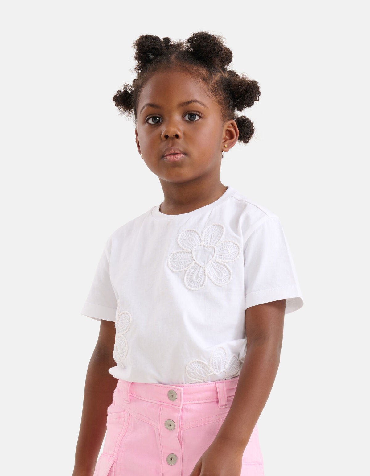 Embroidery T-shirt Wit SHOEBY GIRLS