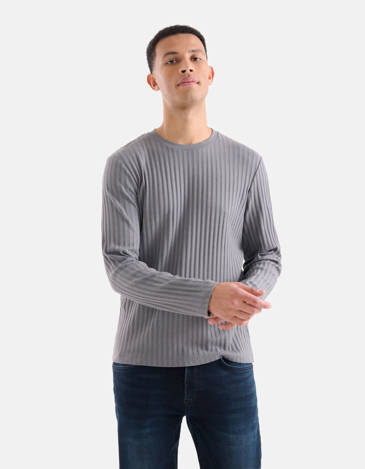Rib T-shirt Grijs SHOEBY MEN