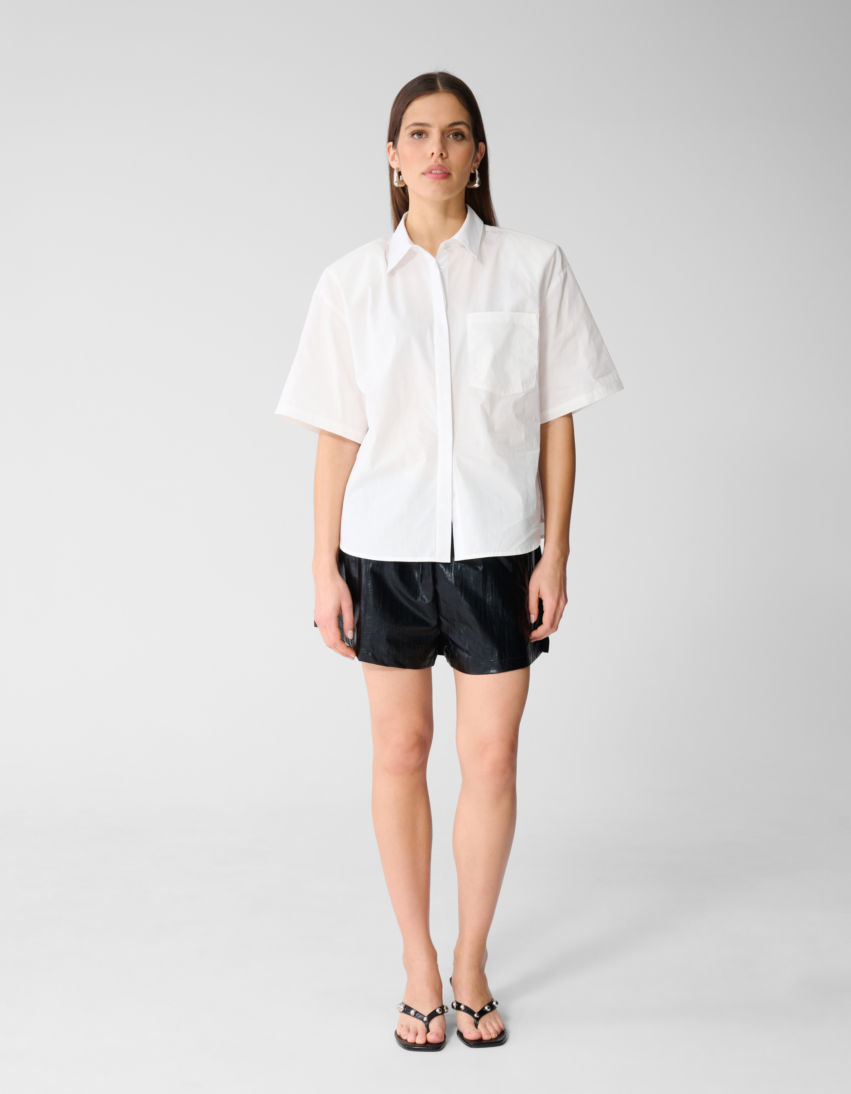 Oversized Short Sleeve Blouse Wit SHOEBY WOMEN