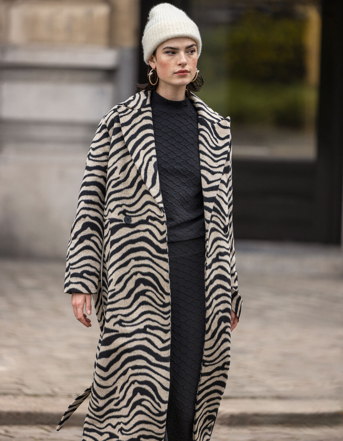 Structuur Wide Leg Broek Zwart SHOEBY WOMEN