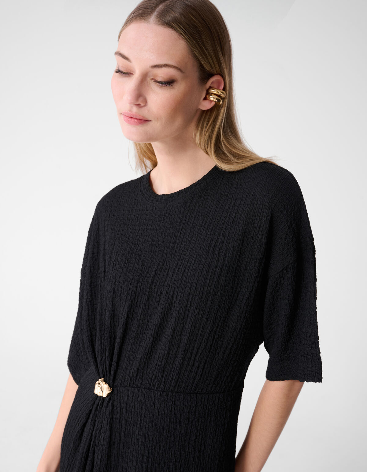 Organic Crinkle Maxi Jurk Zwart SHOEBY WOMEN