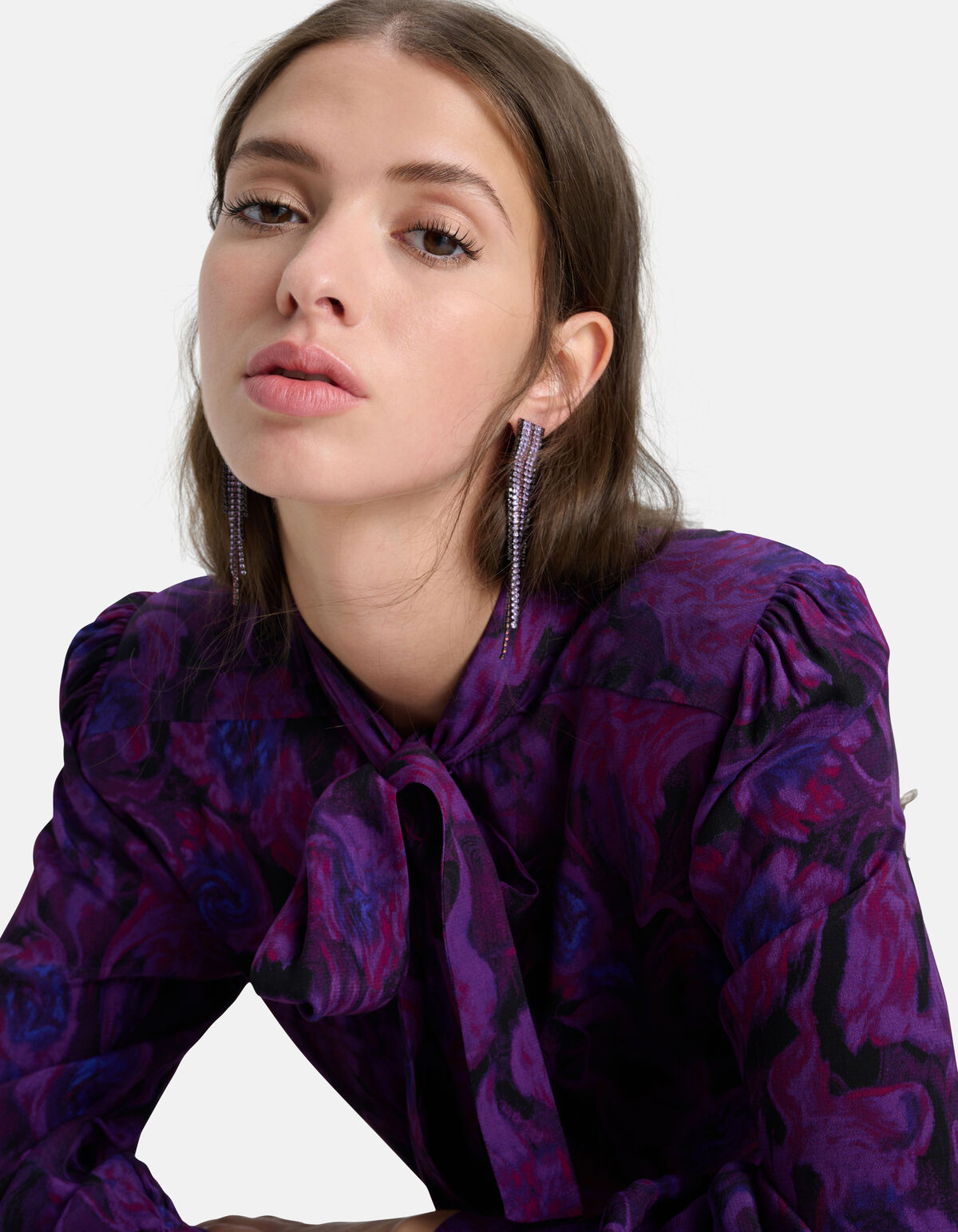 Bloemenprint Strik Blouse Paars SHOEBY WOMEN