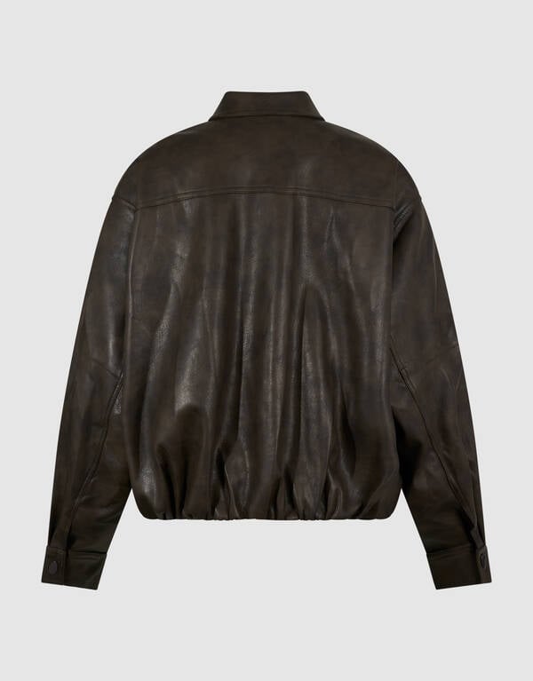 Washed Vegan Leren Bomber Bruin SHOEBY WOMEN