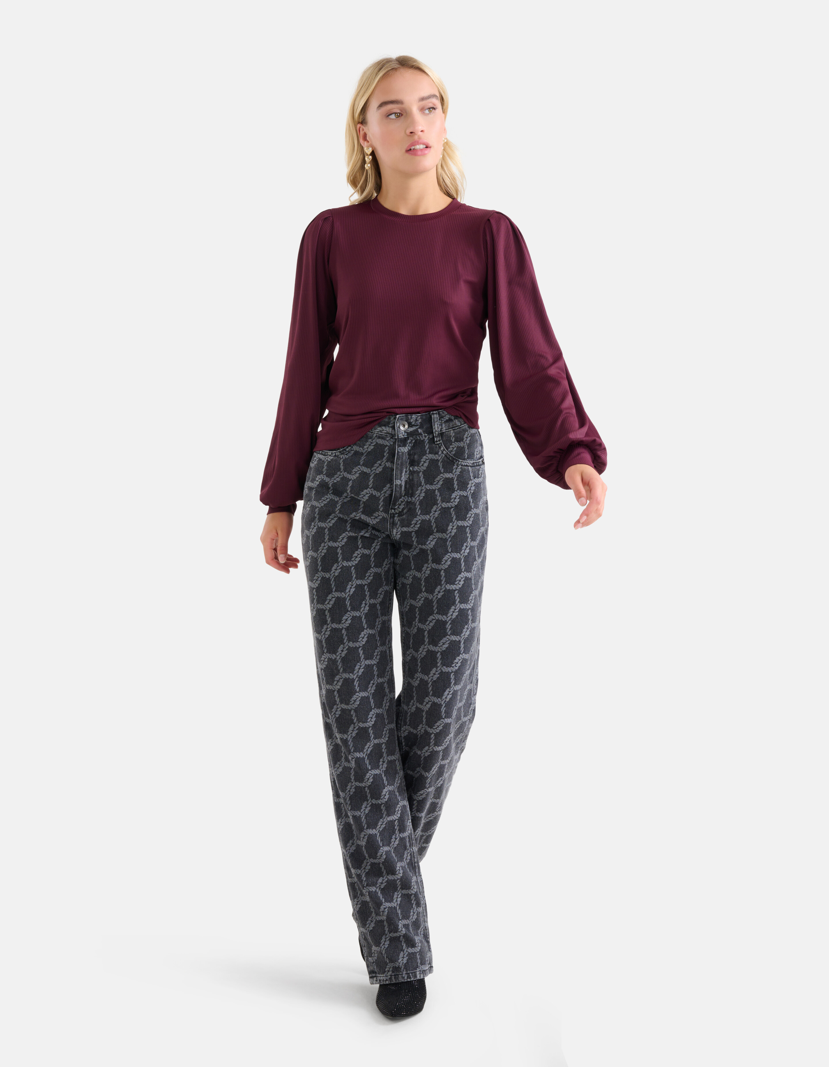 Rib Jersey Longsleeve Bordeaux SHOEBY WOMEN