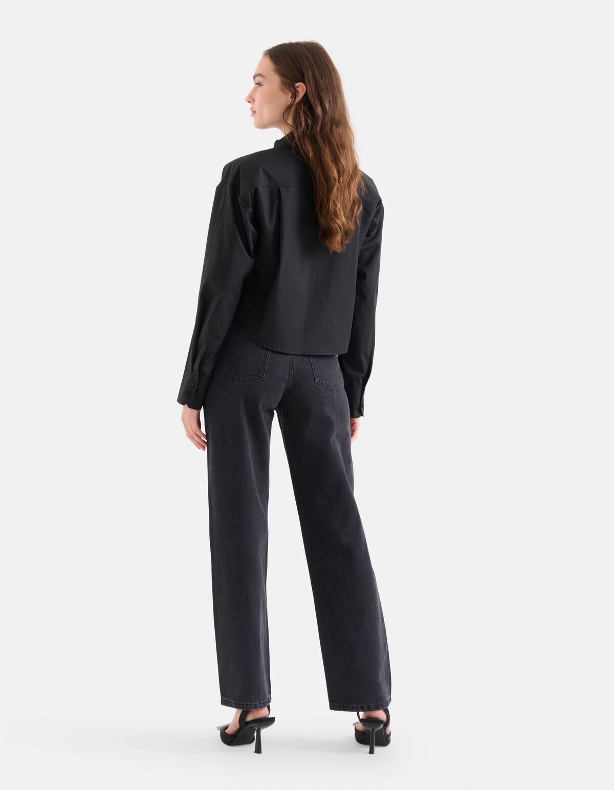 Cropped Blouse Zwart SHOEBY WOMEN