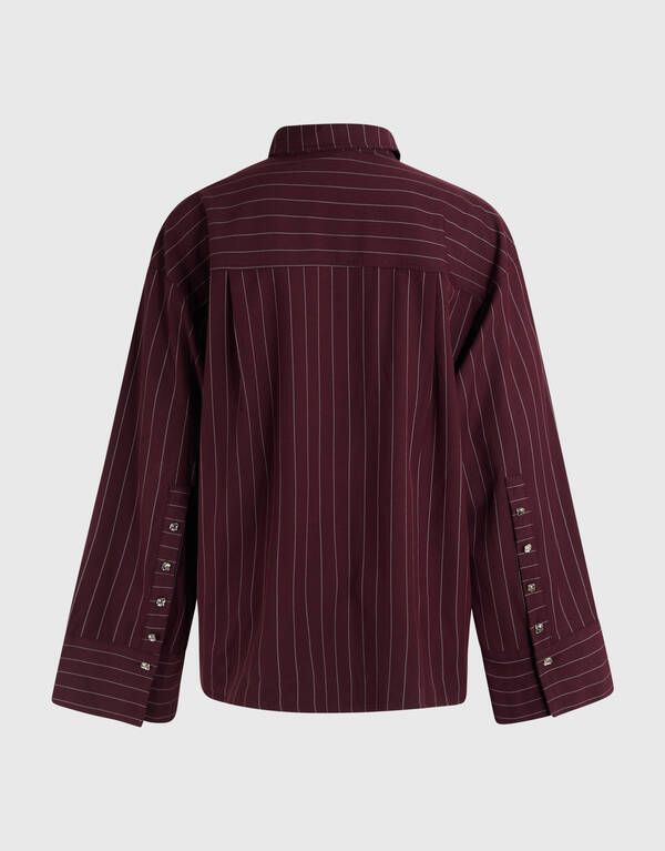 Oversized Pinstripe Blouse Donkerrood SHOEBY WOMEN