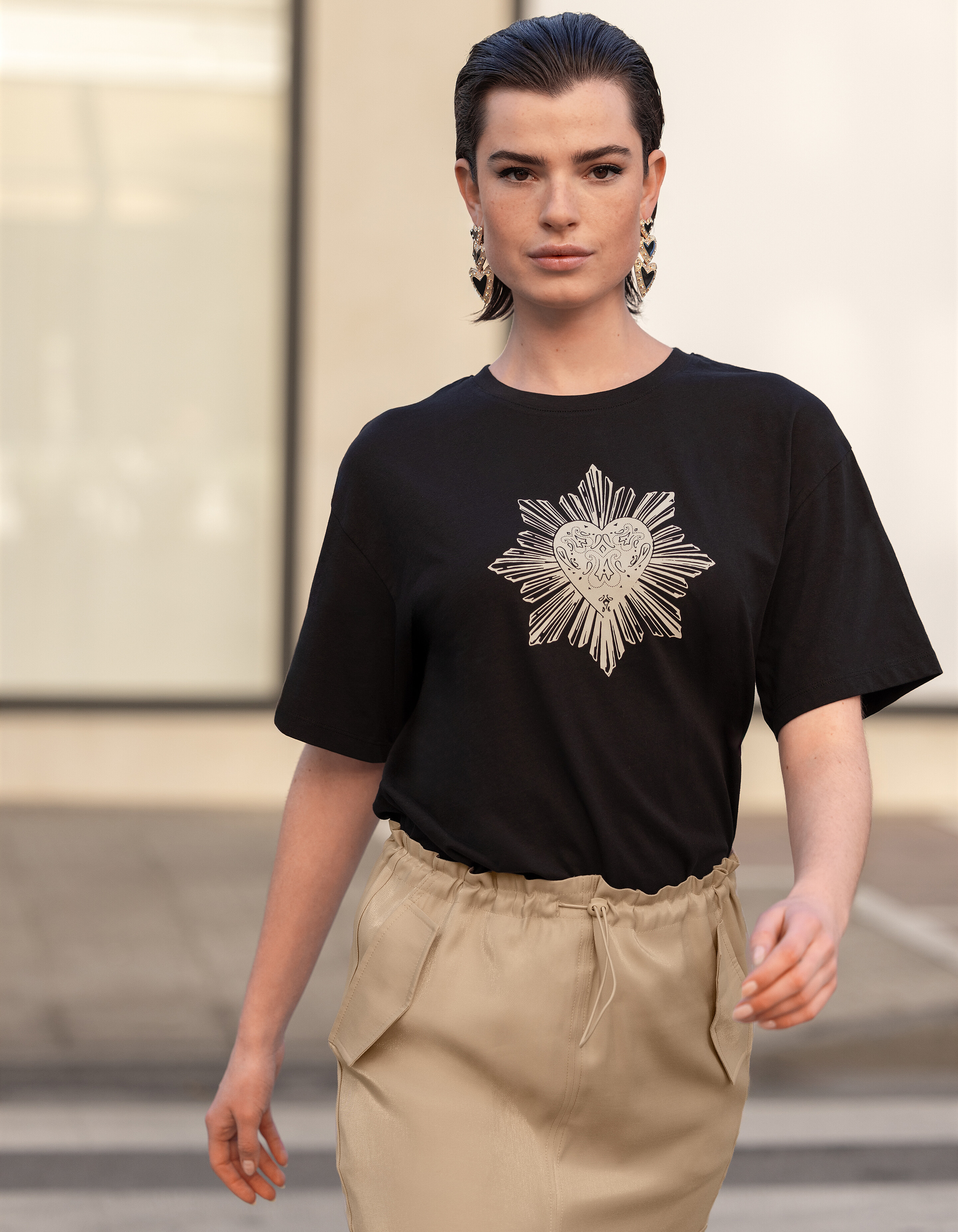 Heart Artwork T-shirt Zwart SHOEBY WOMEN