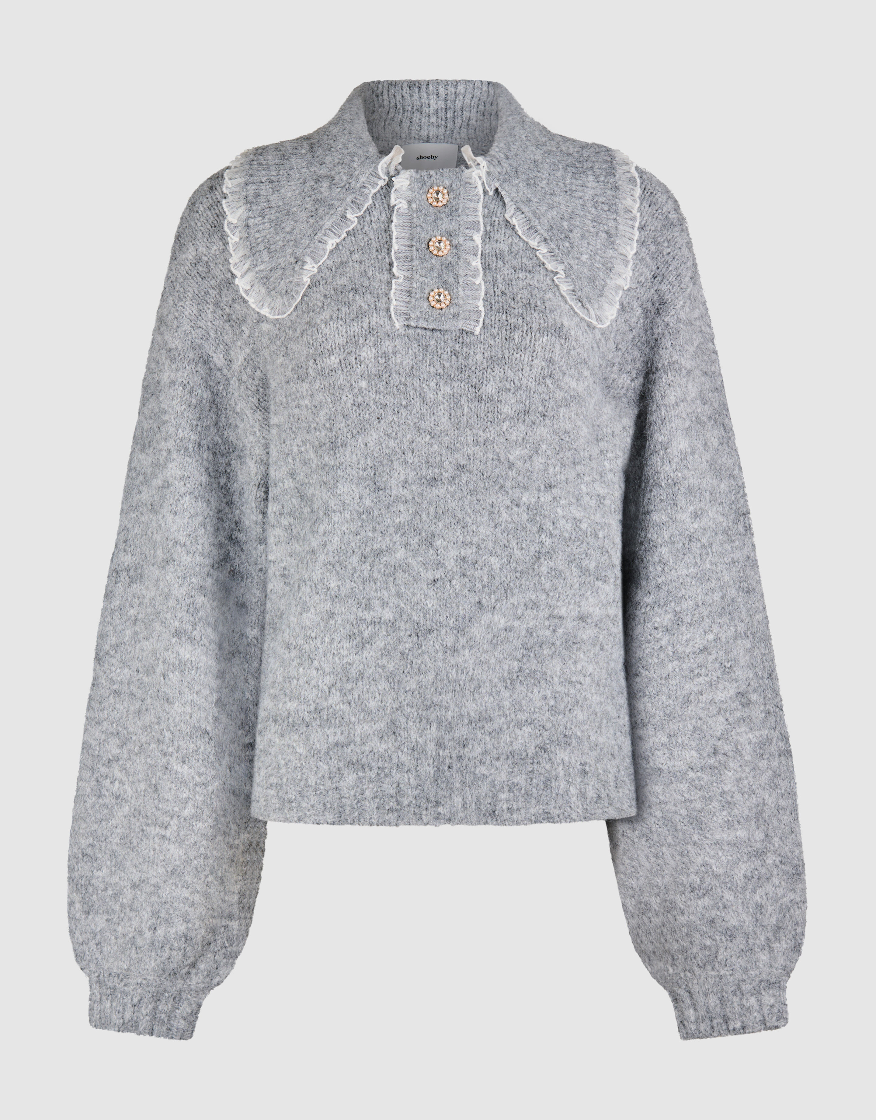 Collar Knit Trui Lichtgrijs SHOEBY WOMEN
