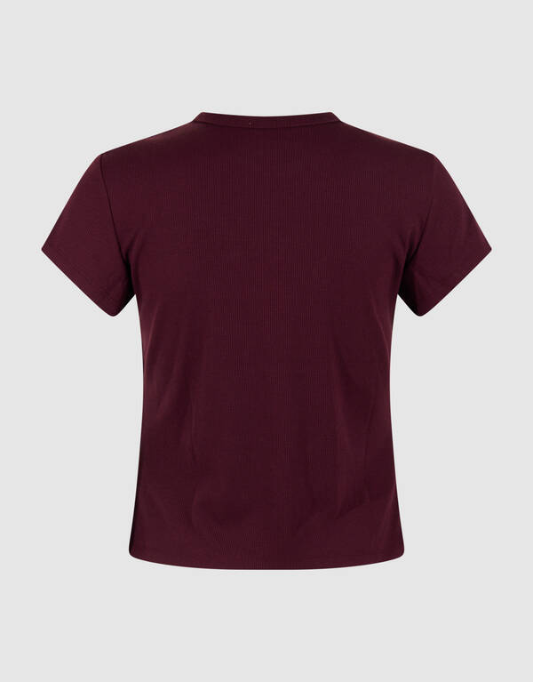 Rib T-shirt Donkerrood SHOEBY WOMEN