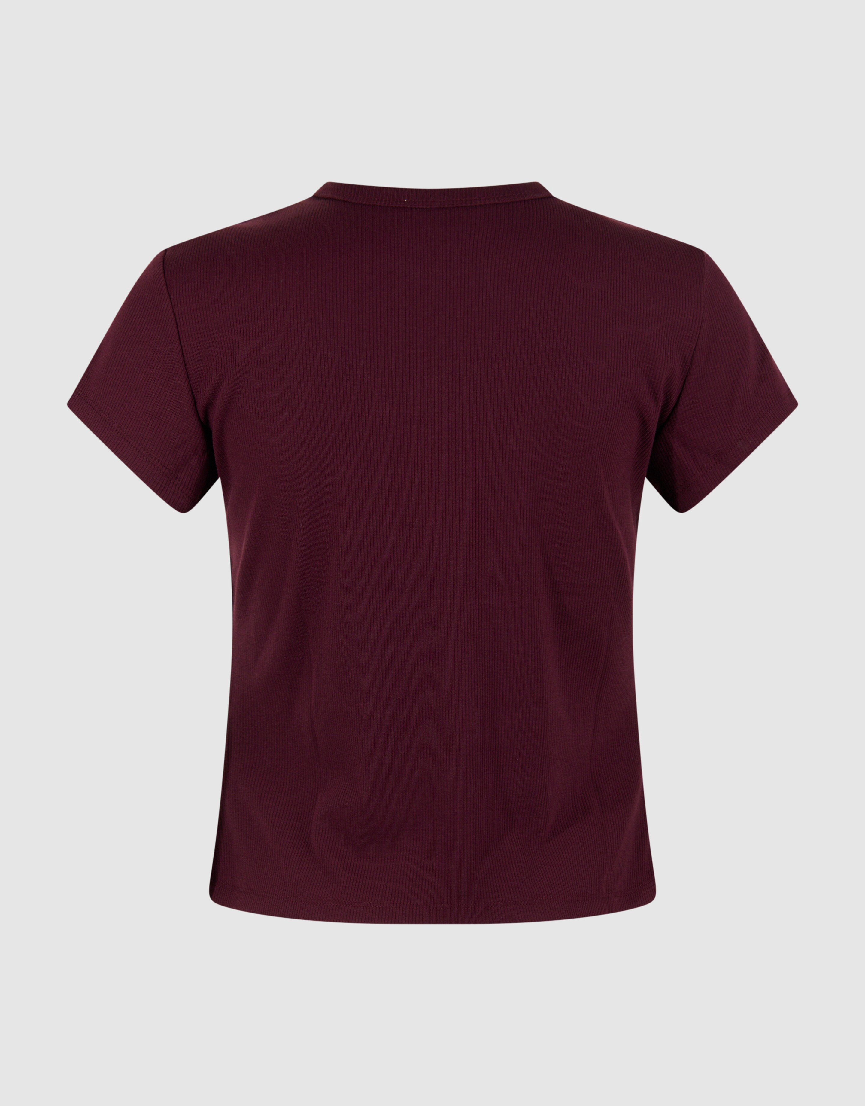 Rib T-shirt Donkerrood SHOEBY WOMEN