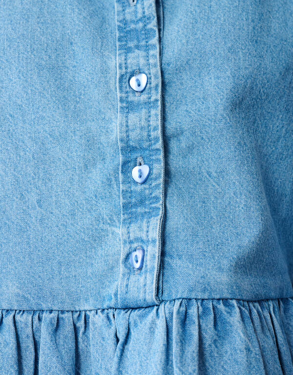 Denim Balloon Fit Blouse Blauw SHOEBY GIRLS