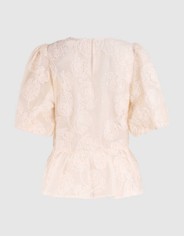 Sequin Bloemen Top Gebroken Wit SHOEBY WOMEN