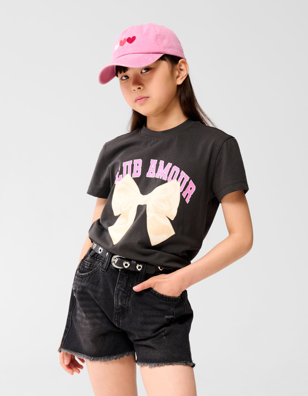 Club Amour T-shirt Donkergrijs SHOEBY GIRLS