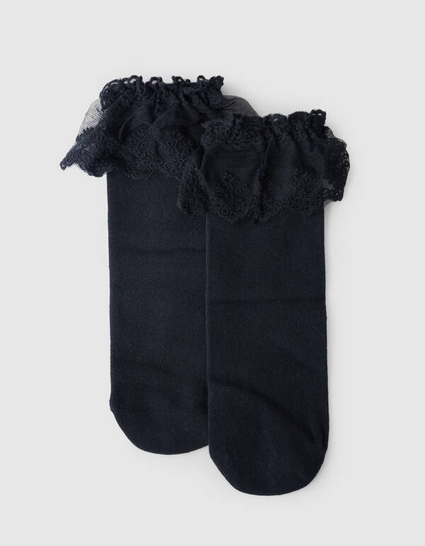 Ruffle Kant Sokken Zwart SHOEBY ACCESSOIRES