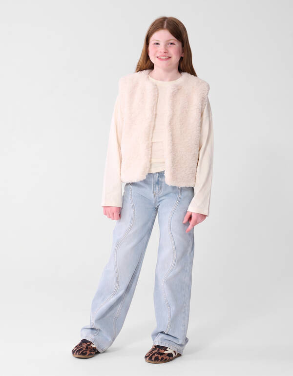 Teddy Mix Gilet Gebroken Wit SHOEBY GIRLS