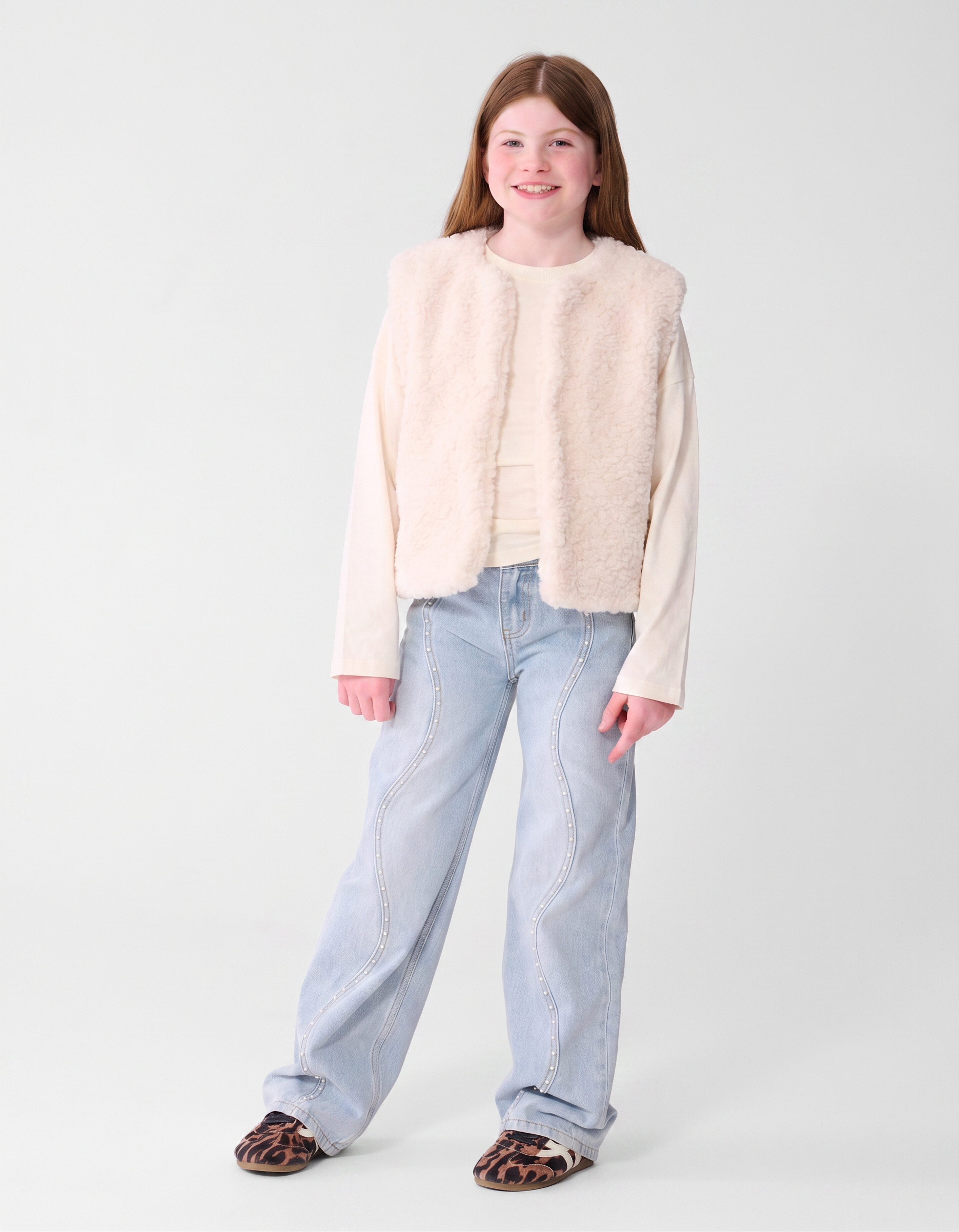 Teddy Mix Gilet Gebroken Wit SHOEBY GIRLS