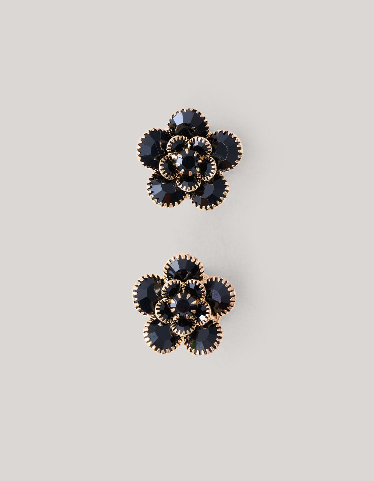 Strass Flower Knopen Clips Zwart SHOEBY ACCESSOIRES